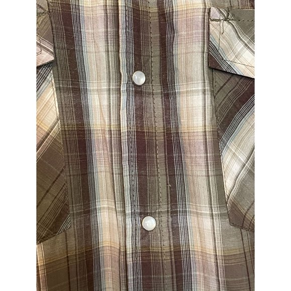 Bit Bridle Mens 2XL Pearl Snap Green Plaid Western Short Sleeve Shirt Casual - Picture 4 of 8